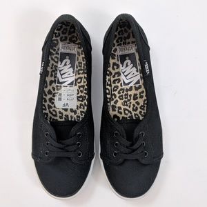Vans Faux Lace Up Slip On Black Flats Size 5.5